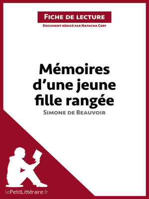 cover image of Mémoires d'une jeune fille rangée de Simone de Beauvoir (Fiche de lecture)